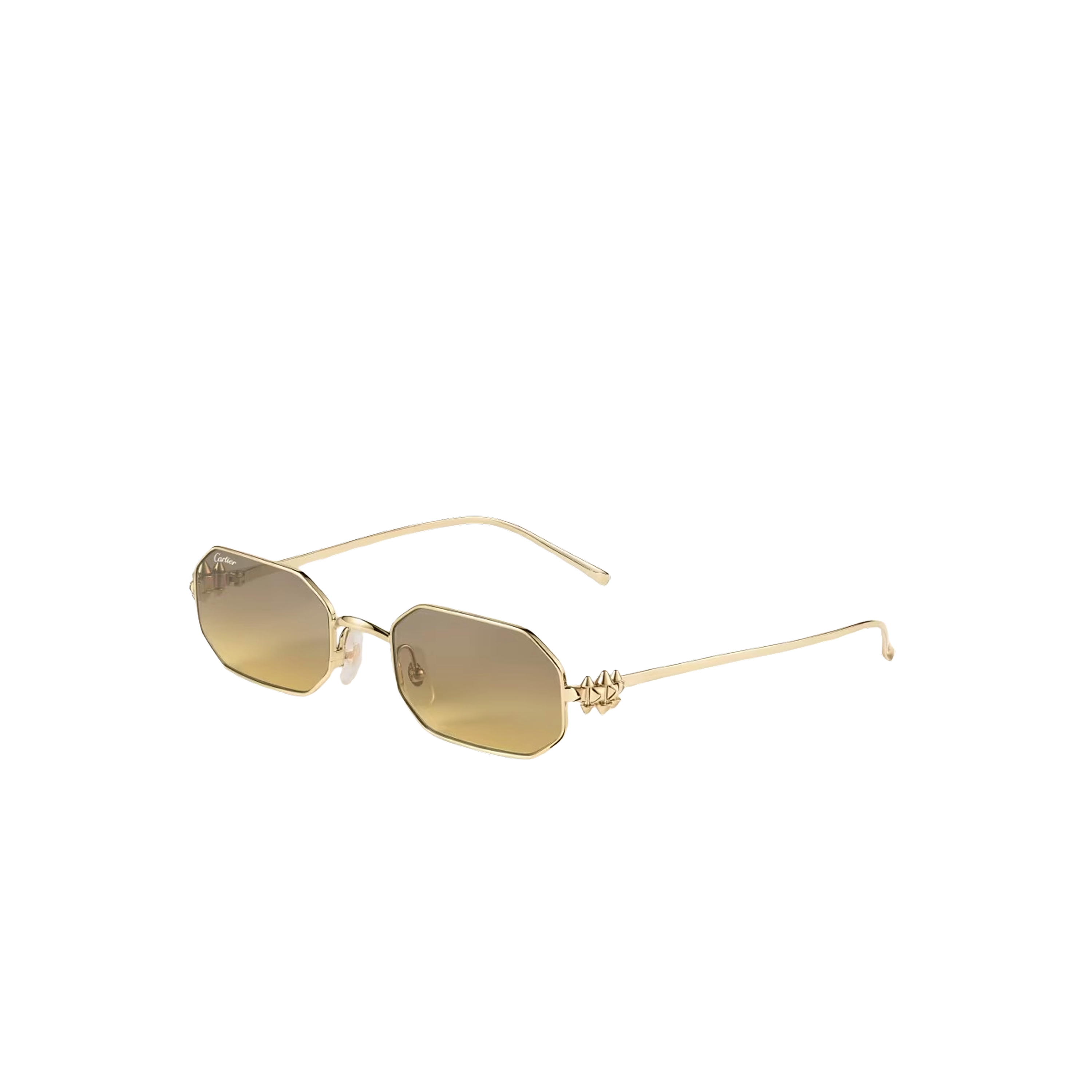 Солнцезащитные очки Cartier CRESW00834 с оправой золотистого тона с ободом и коричнево-желтыми градиентными линзами, 53 мм