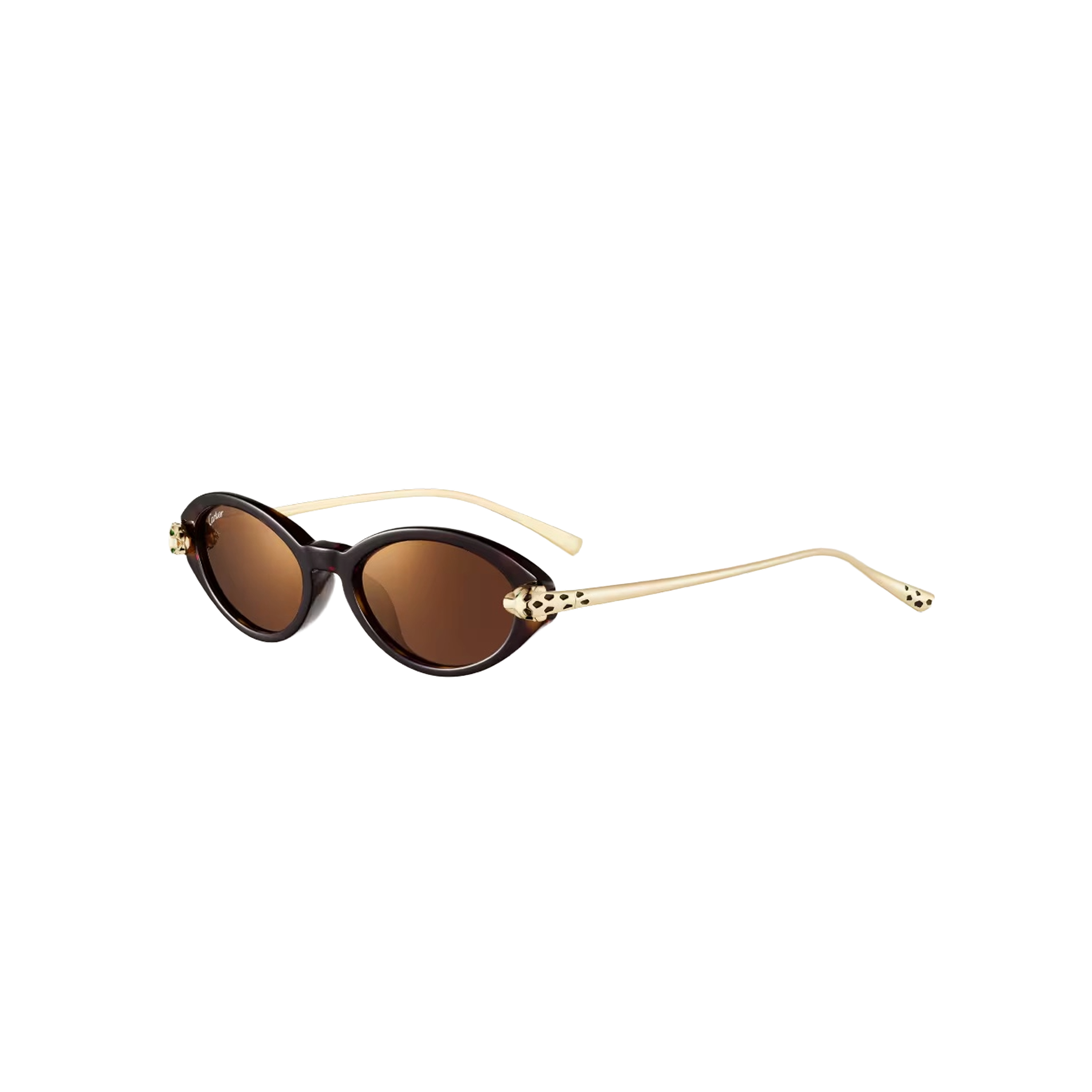 Солнцезащитные очки Cartier CRESW00800 с оправой из ацетата с черепаховым узором и золотистым покрытием и коричневыми линзами, 52 мм