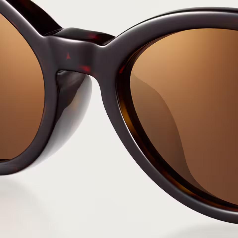 Солнцезащитные очки Cartier CRESW00800 с оправой из ацетата с черепаховым узором и золотистым покрытием и коричневыми линзами, 52 мм