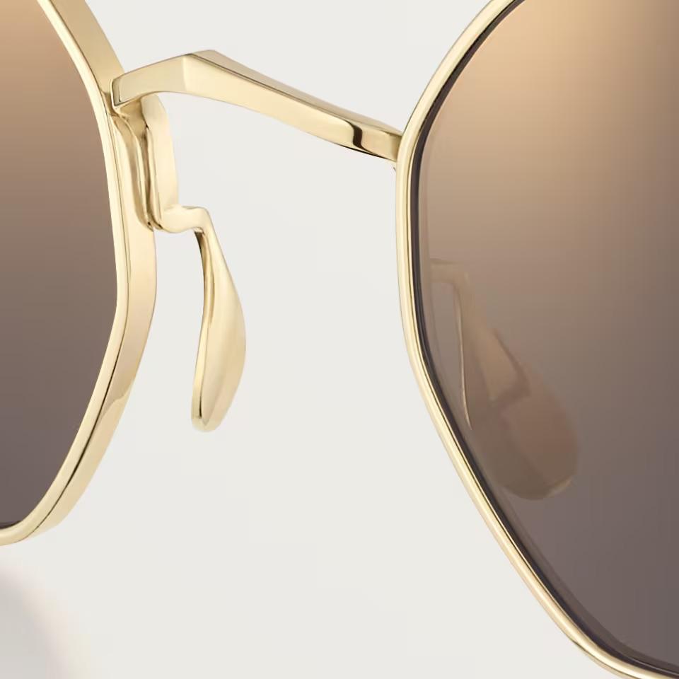 Солнцезащитные очки Cartier CRESW00793 с оправой из титана золотистого тона и серыми линзами, 48 мм