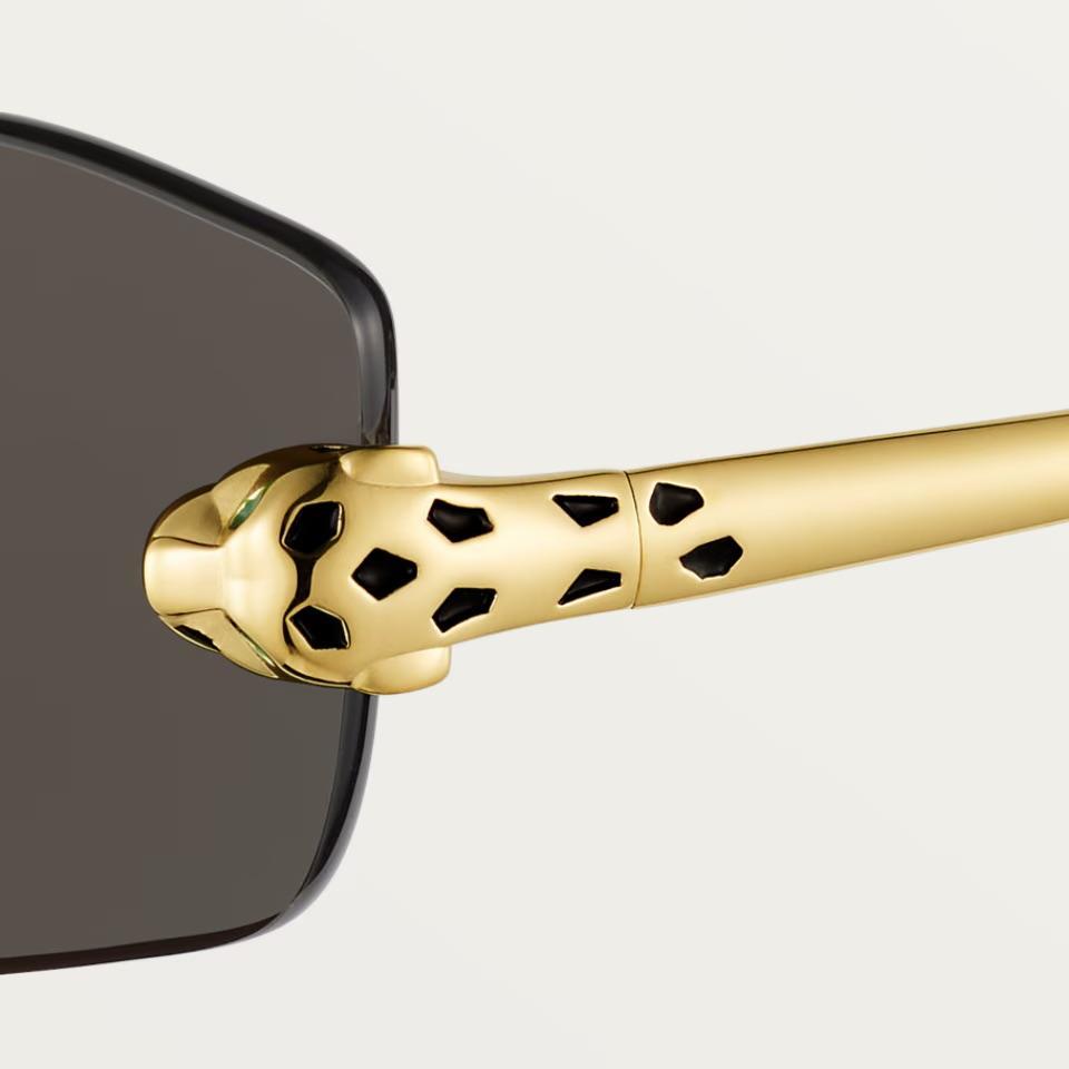 Солнцезащитные очки Cartier CRESW00686 с безободковой оправой золотистого тона и серыми линзами, 56 мм