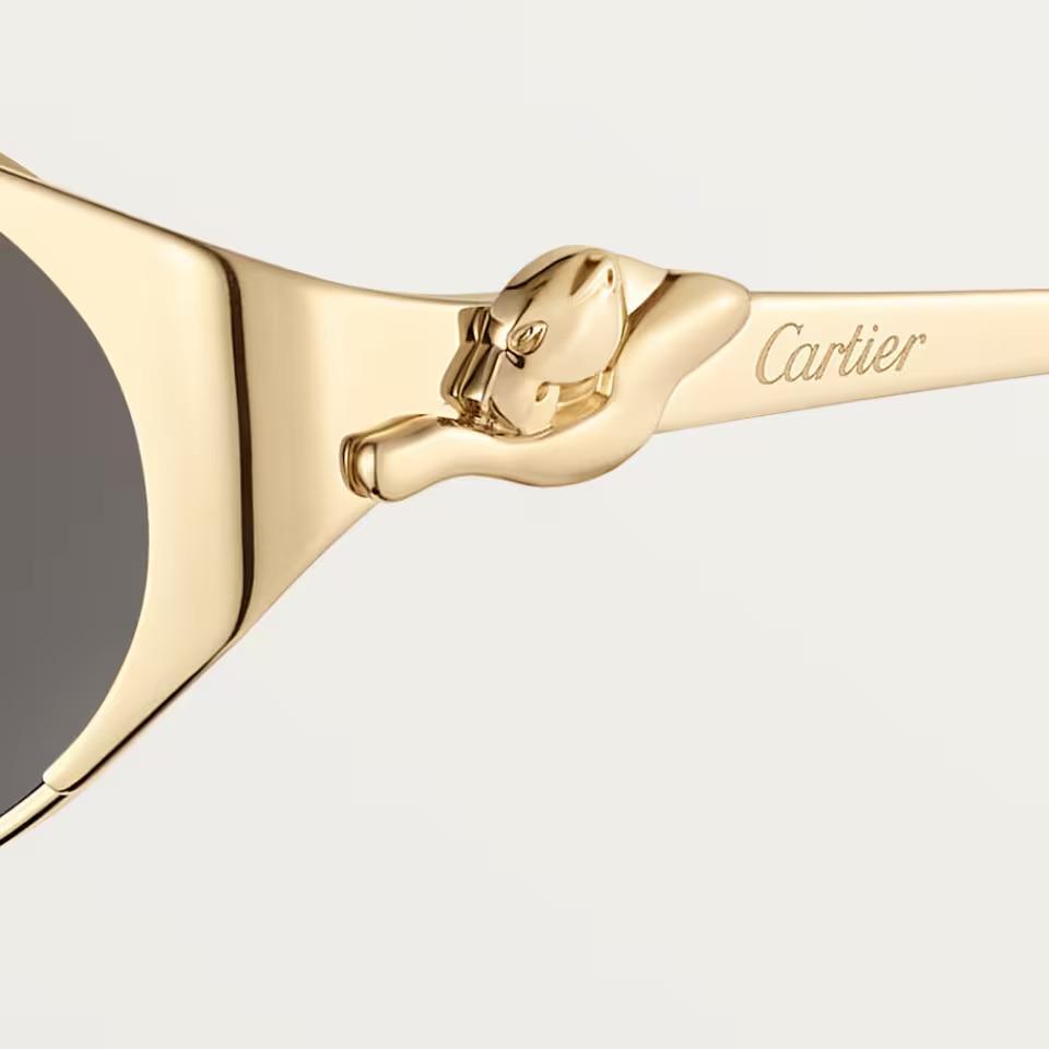 Солнцезащитные очки Cartier CRESW00803 с оправой золотистого тона с ободом и серыми линзами, 53 мм