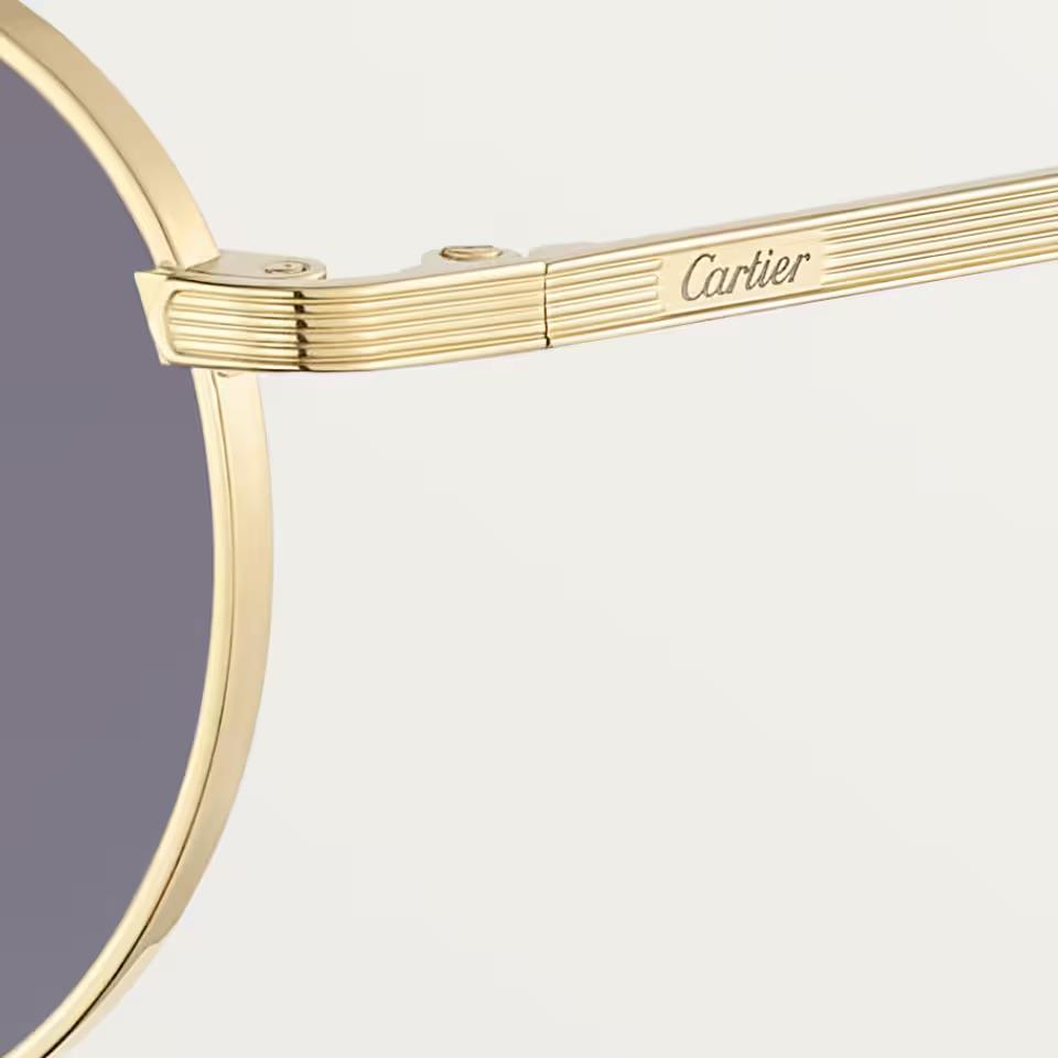 Солнцезащитные очки Cartier CRESW00790 с оправой из титана золотистого тона и светло-серыми линзами, 51 мм