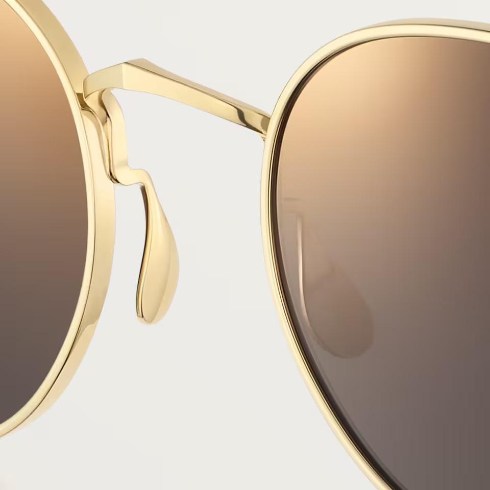 Солнцезащитные очки Cartier CRESW00788 с оправой из титана золотистого тона и серыми линзами, 51 мм