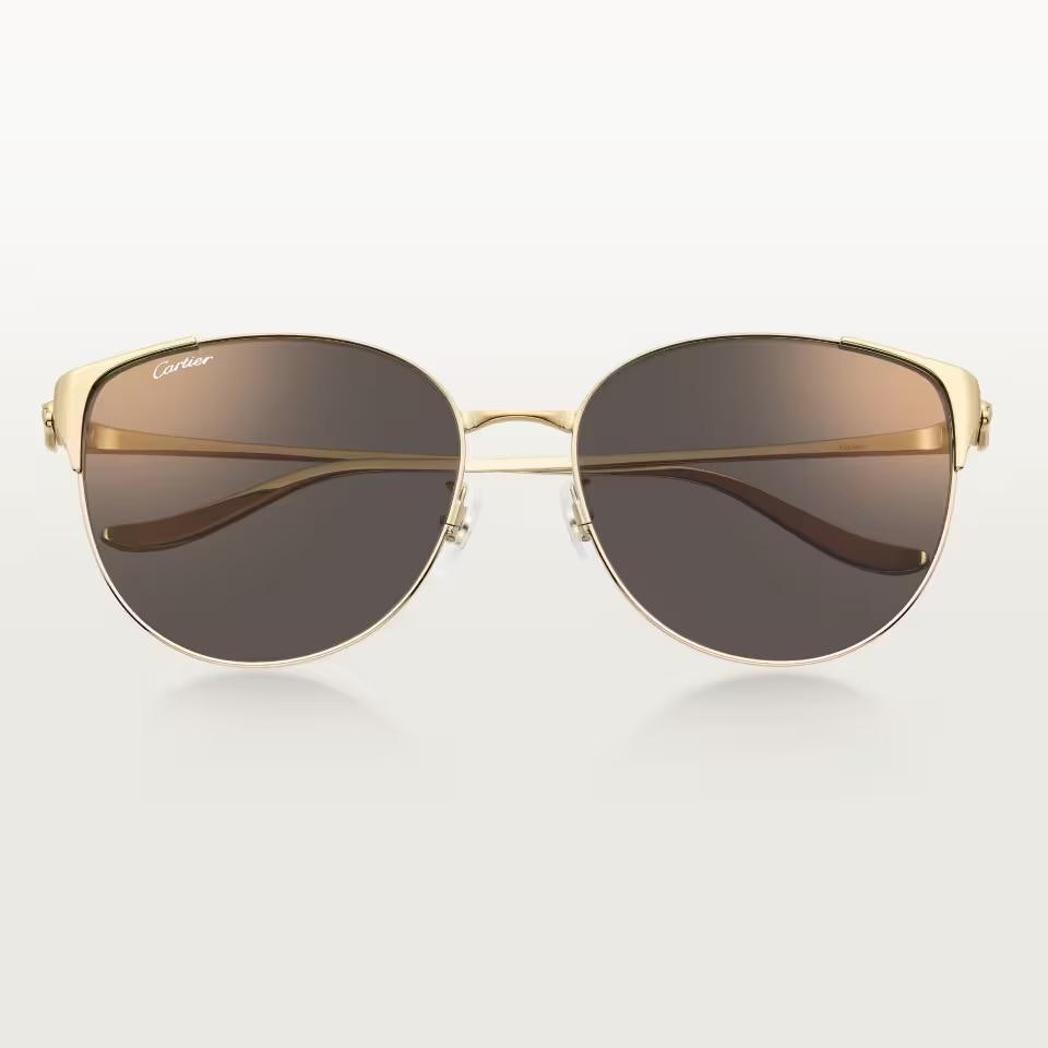 Cartier CRESW00808 արևային ակնոց ոսկեգույն եզրագծված շրջանակով և մոխրագույն ոսպնյակներով, 60 մմ