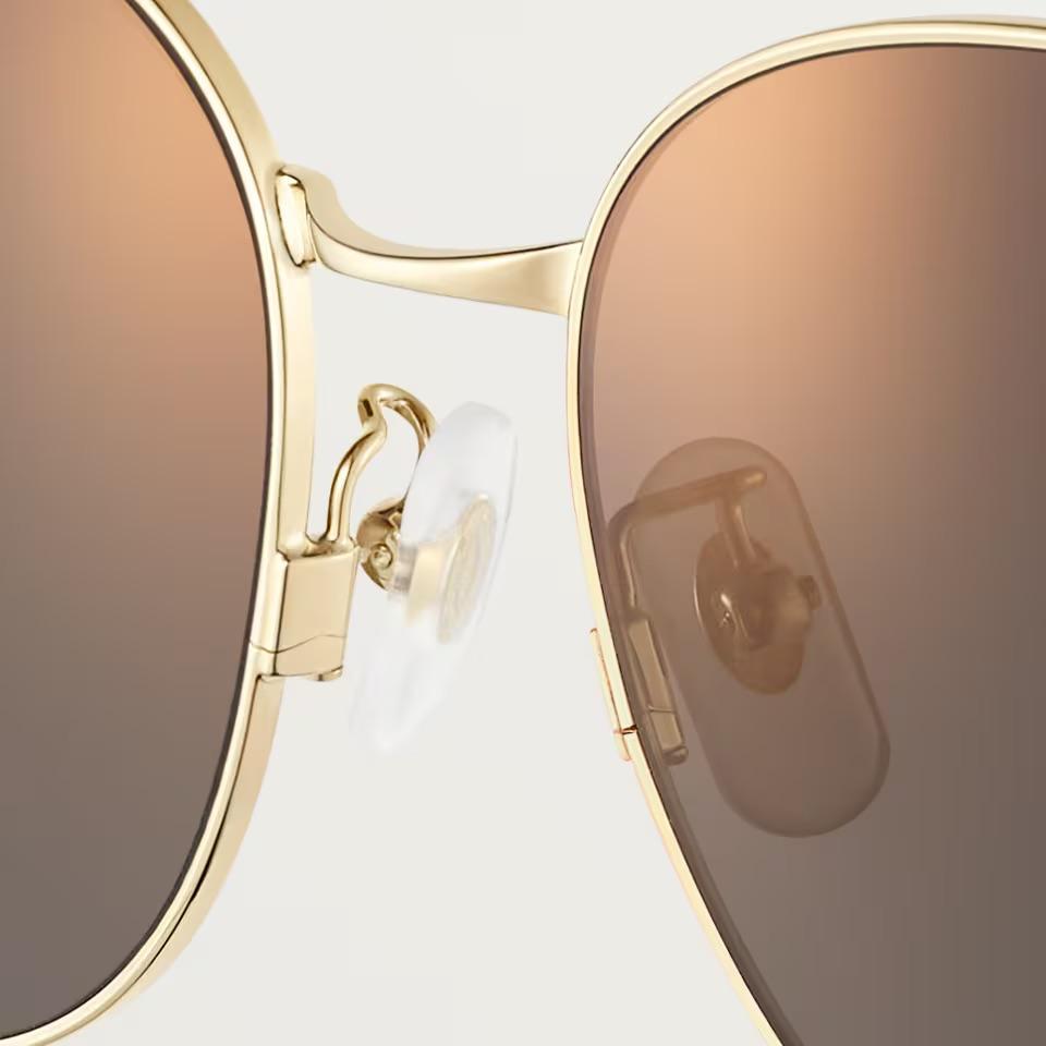 Cartier CRESW00808 արևային ակնոց ոսկեգույն եզրագծված շրջանակով և մոխրագույն ոսպնյակներով, 60 մմ