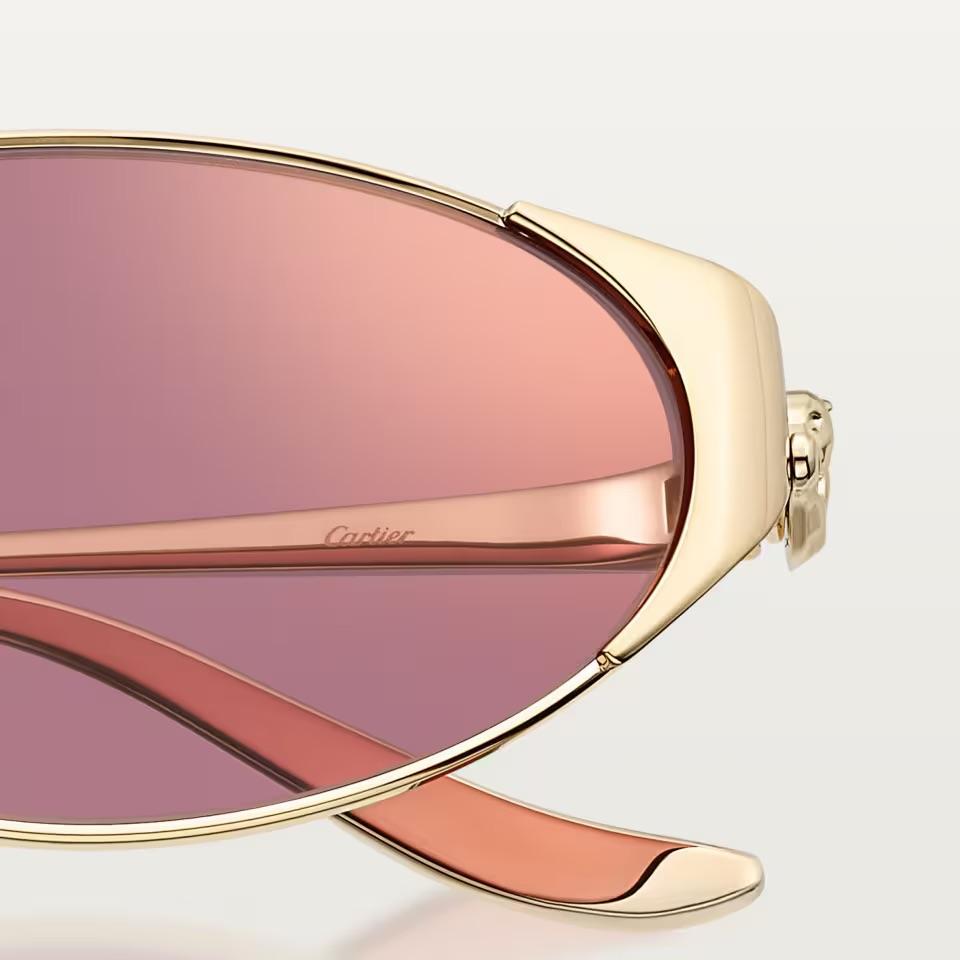 Cartier CRESW00804 արևային ակնոց ոսկեգույն եզրագծված շրջանակով և մանուշակագույն ոսպնյակներով, 53 մմ