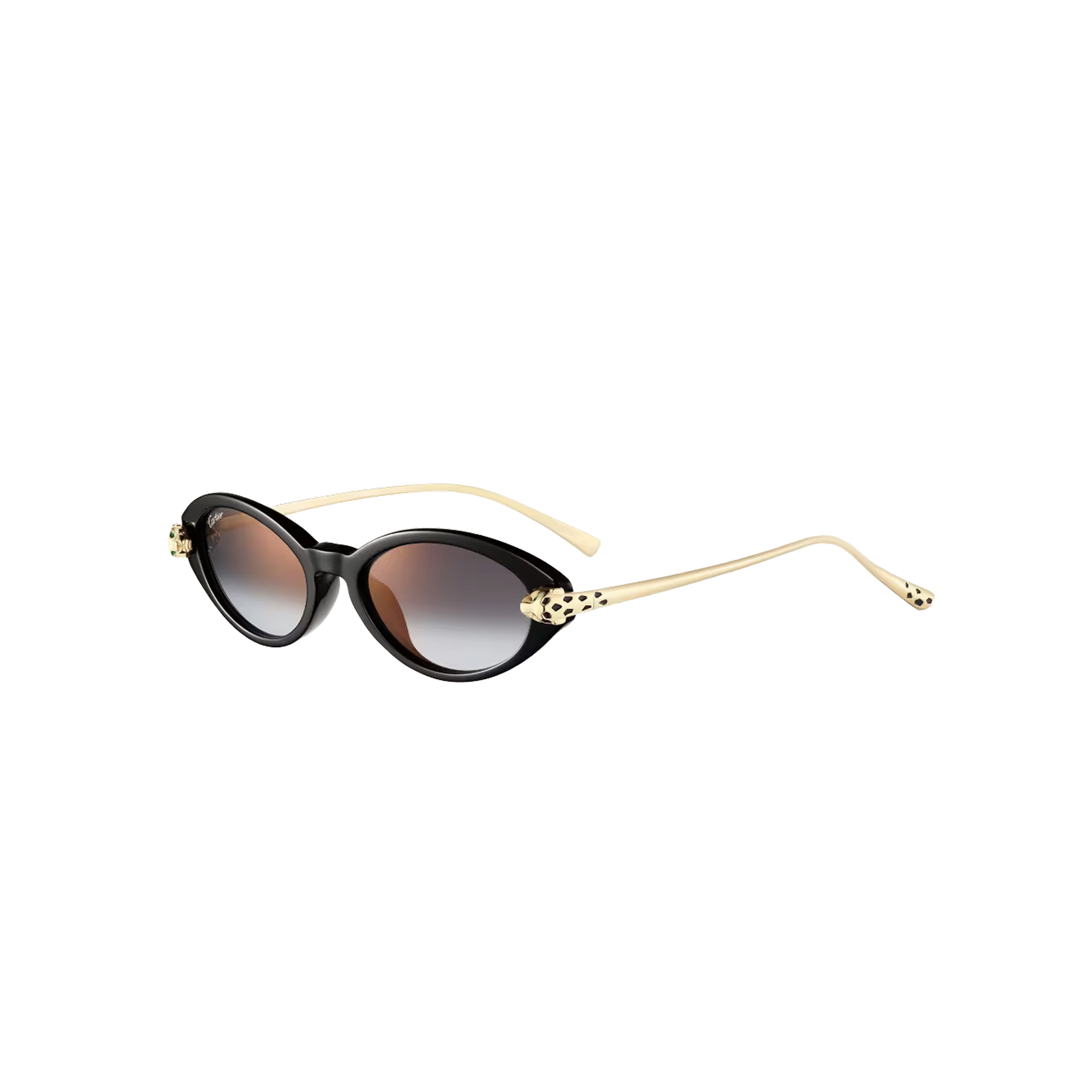 Солнцезащитные очки Cartier CRESW00798 с оправой из черного ацетата с золотистым покрытием и серыми градиентными линзами, 52 мм