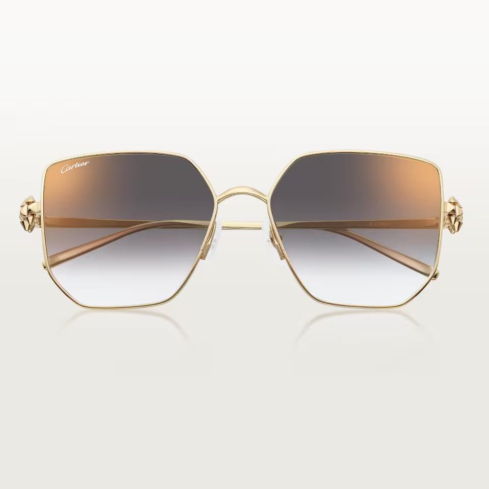 Cartier CRESW00786 արևային ակնոց ոսկեգույն մետաղական շրջանակով և մոխրագույն գրադիենտ ոսպնյակներով, 56 մմ