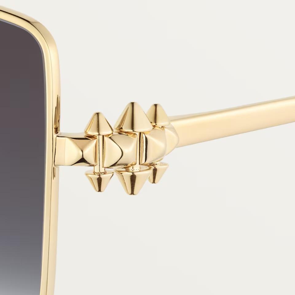 Cartier CRESW00786 արևային ակնոց ոսկեգույն մետաղական շրջանակով և մոխրագույն գրադիենտ ոսպնյակներով, 56 մմ