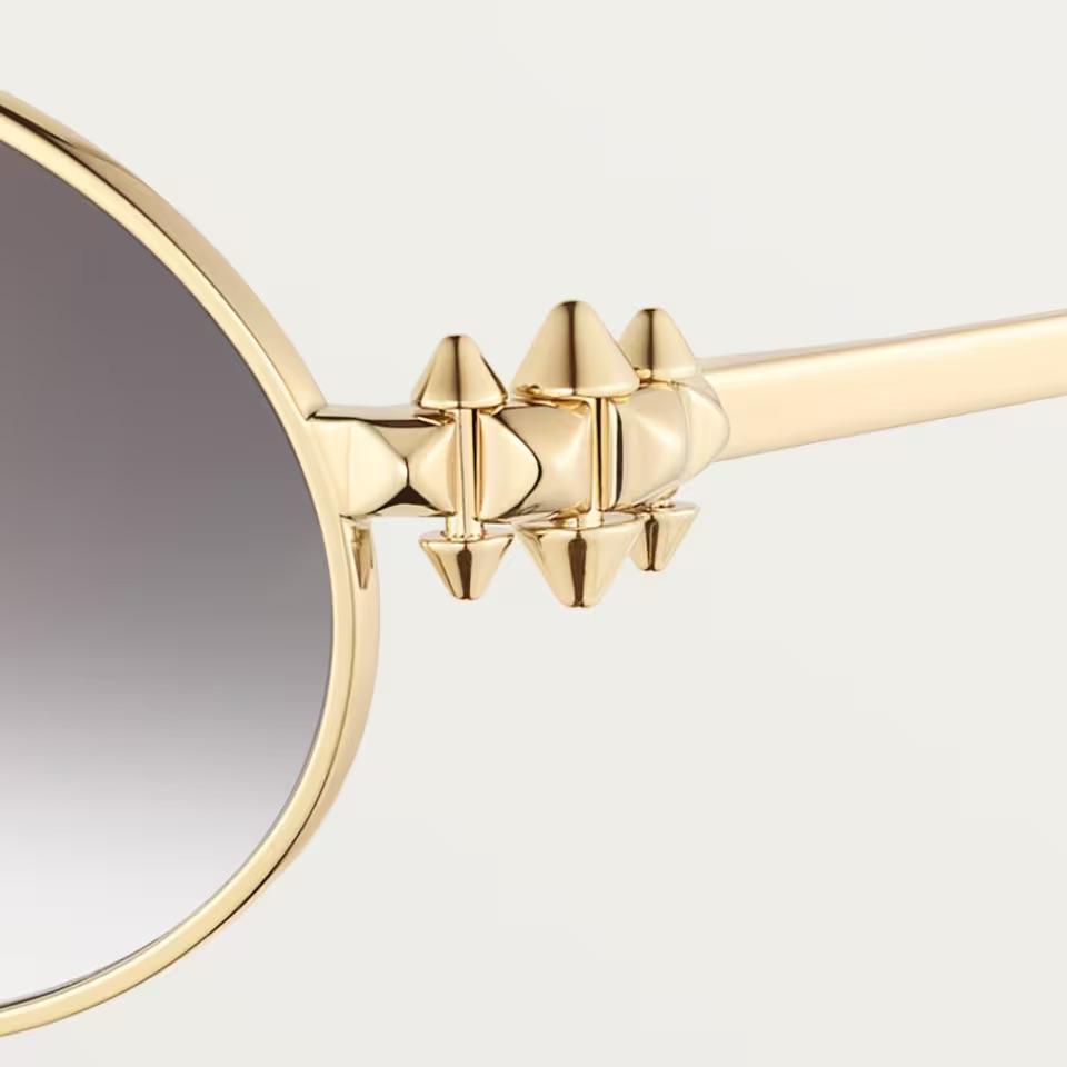Солнцезащитные очки Cartier CRESW00783 с металлической оправой золотистого оттенка и серыми градиентными линзами, 52 мм