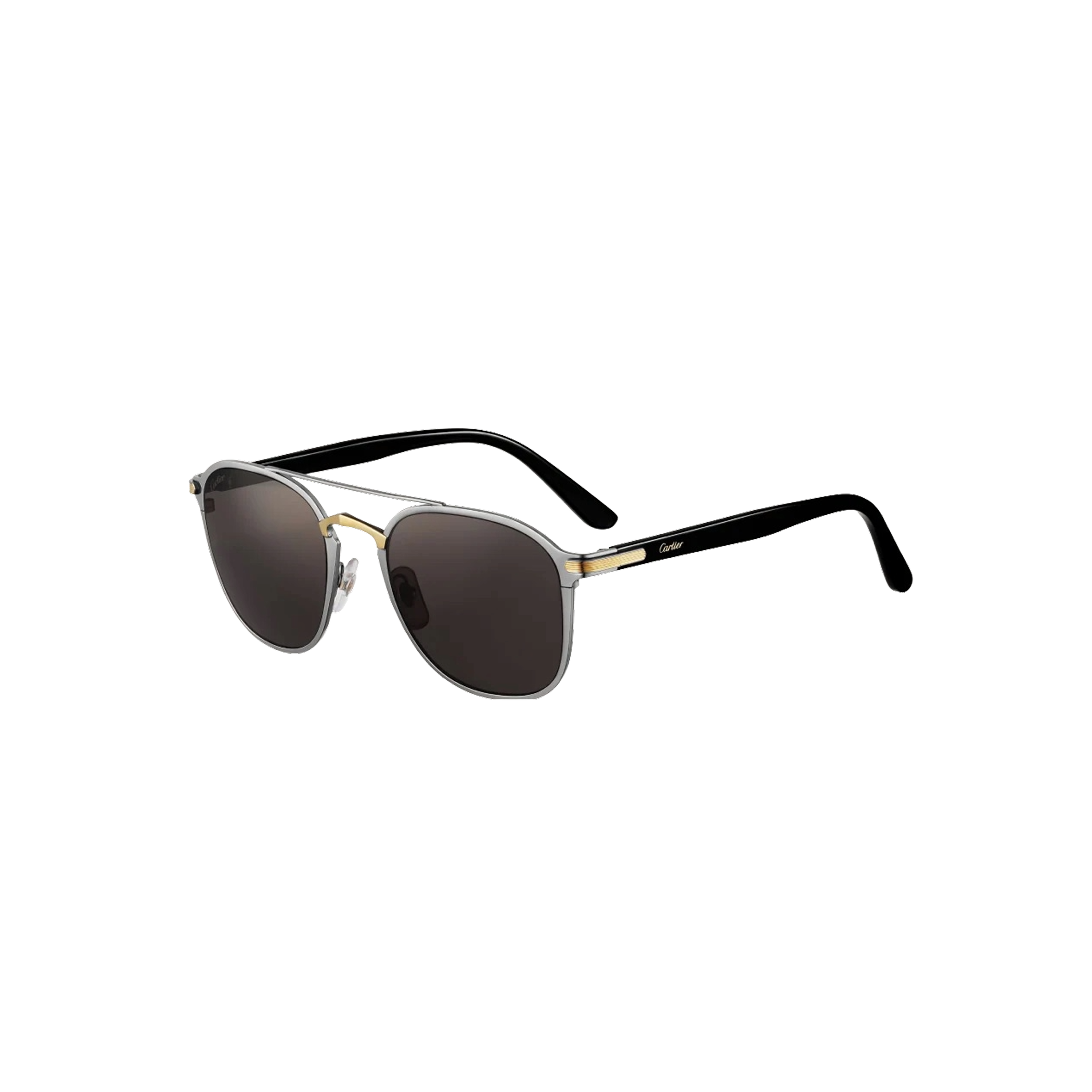 Солнцезащитные очки Cartier CRESW00404 в сочетании чёрного и золотистого оттенков с тёмно-серыми линзами, 54 мм